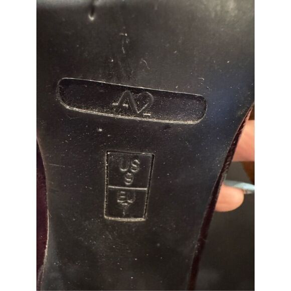 A2 Aerosoles Big Ben Peep Toe Pump Heels Maroon Faux Leather Size 9 - Picture 9 of 12